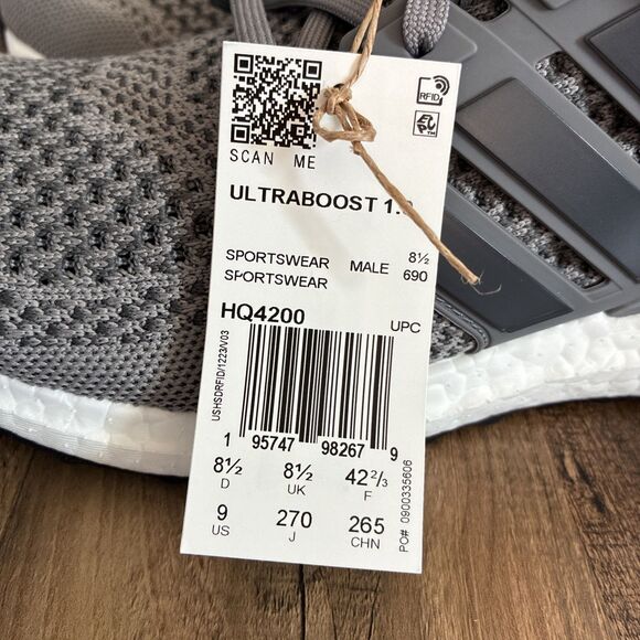 Adidas UltraBoost 1.0 Grey White Black Men Size 9 Running Shoes HQ4200 main image 6